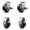 Service Caster 4 Inch Rubber on Aluminum Caster Set with Roller Bearings 2 Brakes 2 Rigid SCC-20S420-RAR-TLB-2-R-2 - alternate 1